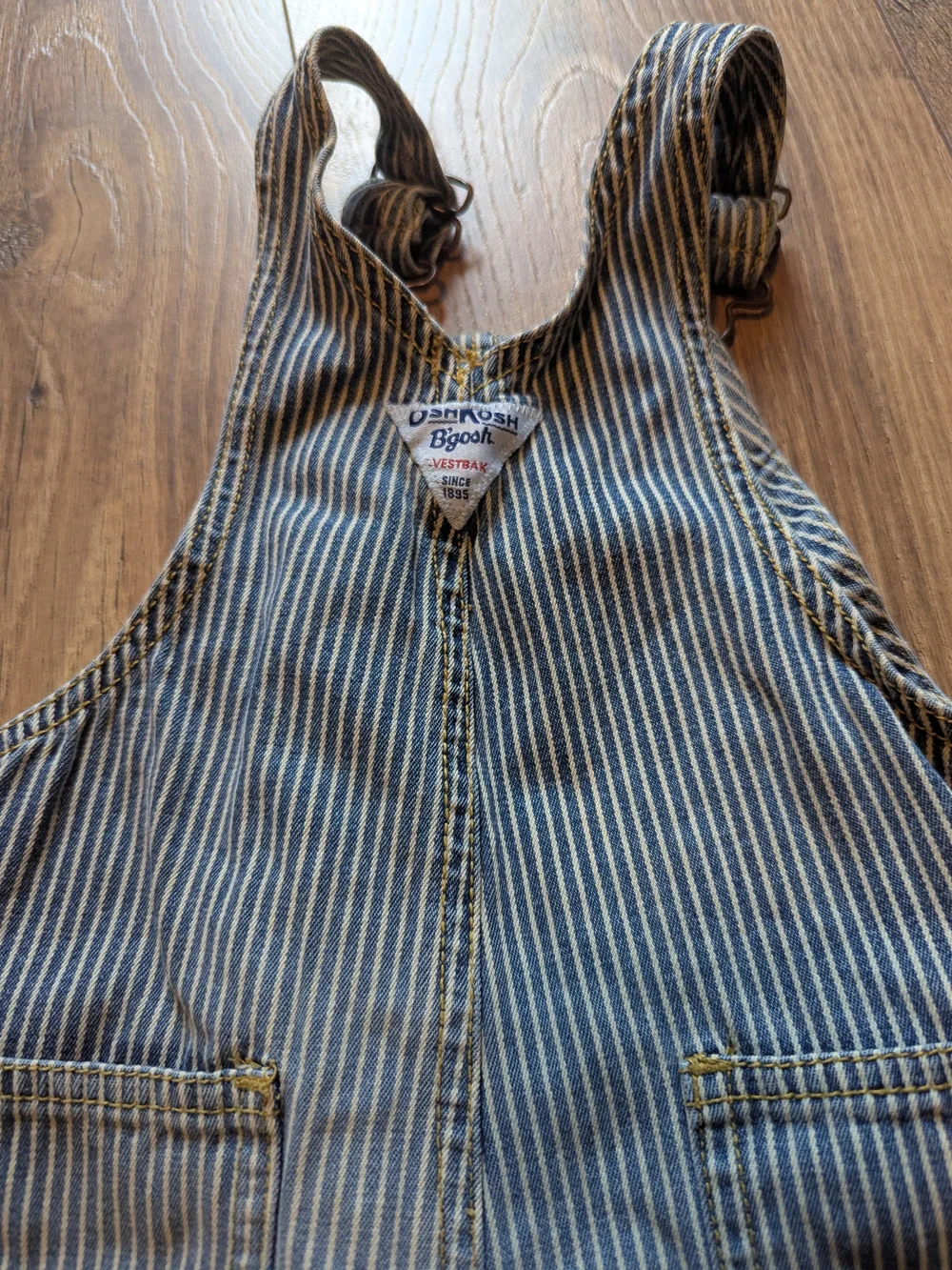 Infant 12 Month Oshkosh B'gosh Striped Denim Overalls - Blue/White Stripe